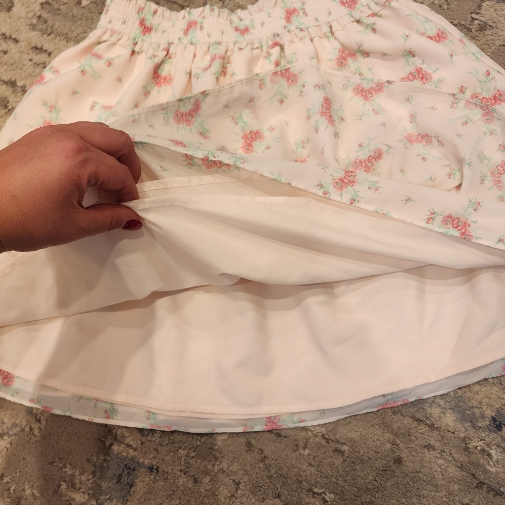 Janie and Jack Petal Pink Floral Chiffon Tiered Pull On Skirt Kids Youth Size 16 - Picture 6 of 12